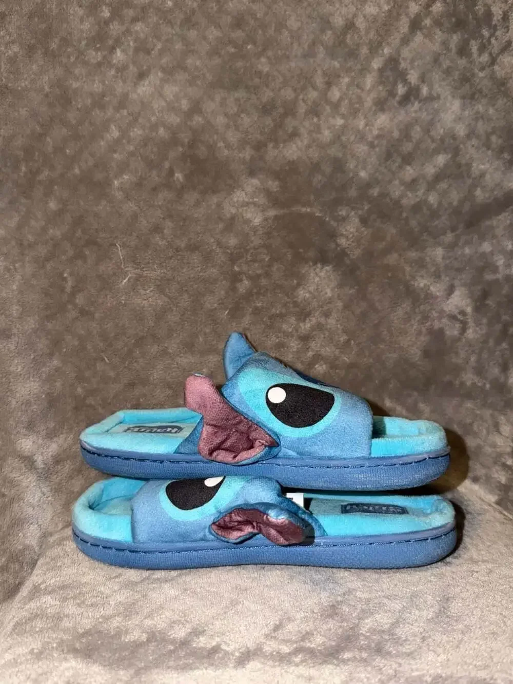 Disney Stitch Plush Slide Slippers with 3D Ears Blue